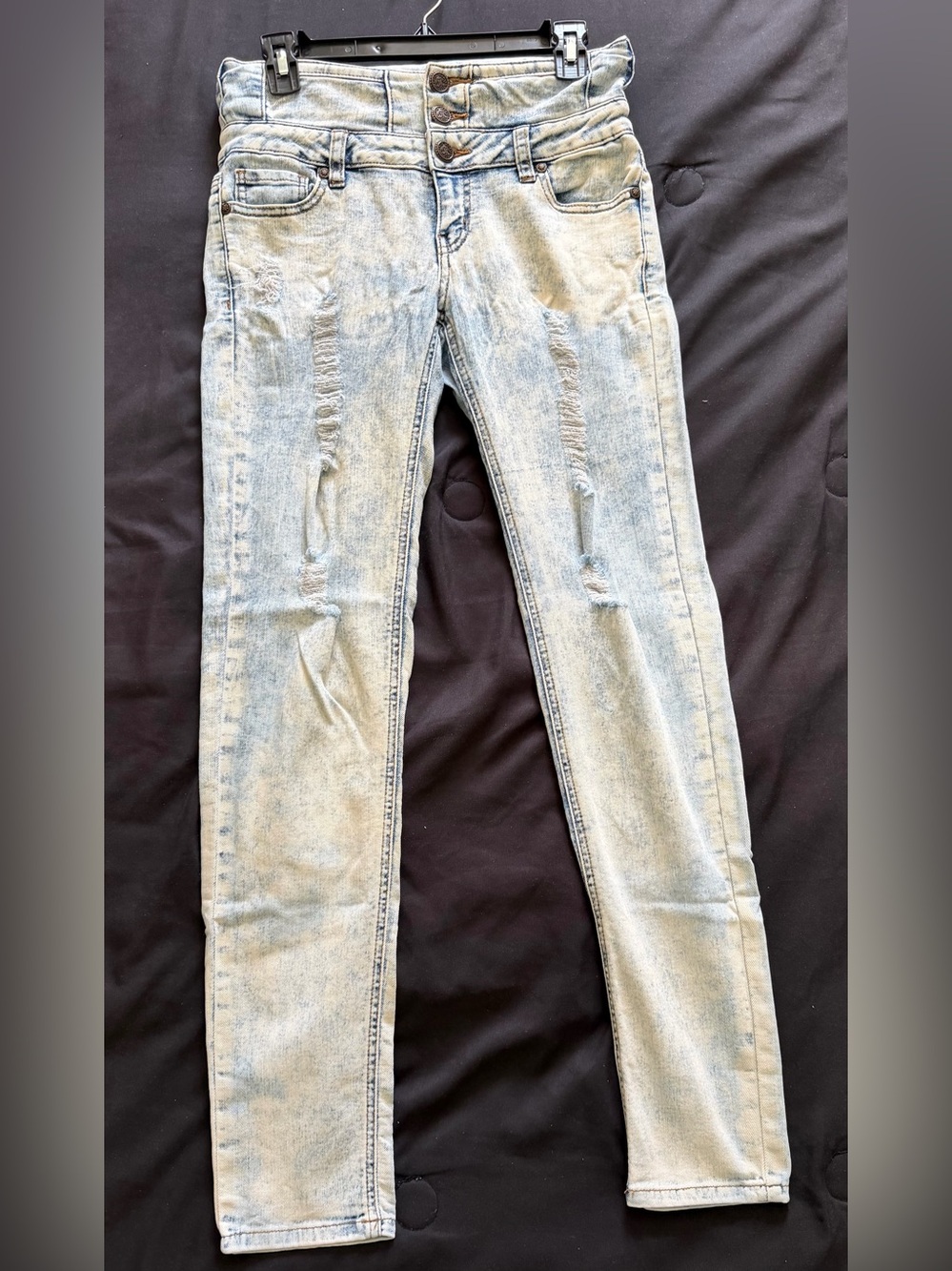 Wax Jean Women’s High Rise Skinny Jeans Distressed Light Wash Stretch Denim S 7